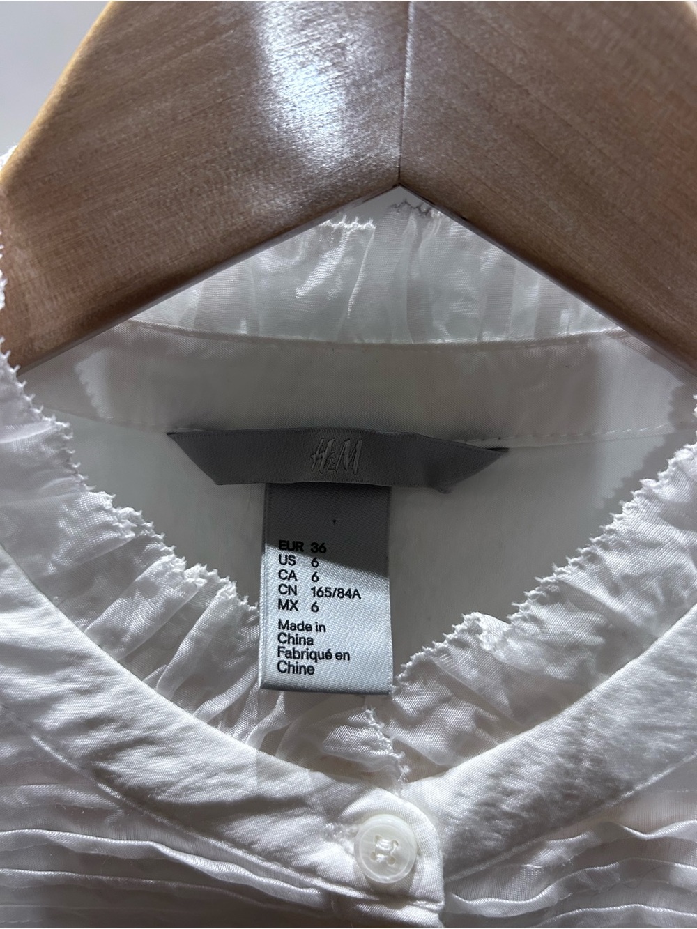 H&M White Ruffle Front Button-Up Blouse - Picture 3 of 6
